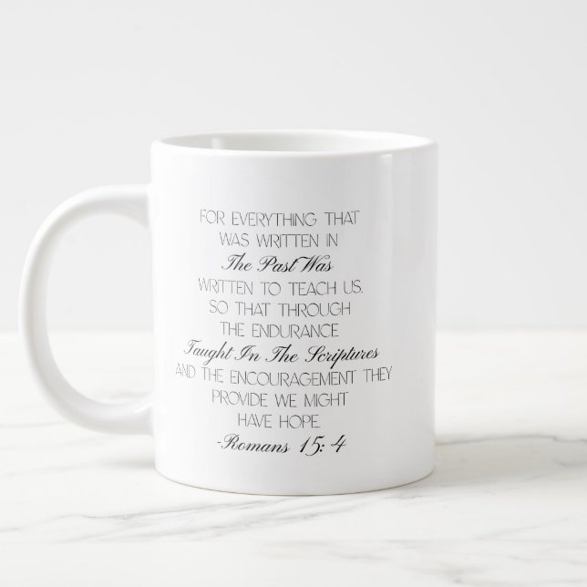 Taza De Café Gigante Romans 15:4 Hope Bible Verse Mug  (Izquierda)