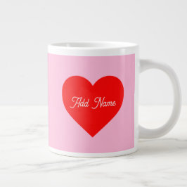 Taza De Café Gigante Romántico del corazón rojo Pastel Rosa Personaliza