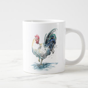 Taza De Café Gigante Rooster Splash - acuarela