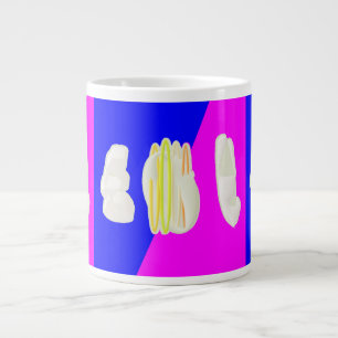 TAZA DE CAFÉ GIGANTE ROPA DE ARTE ABSTRACTA Y AZUL REAL
