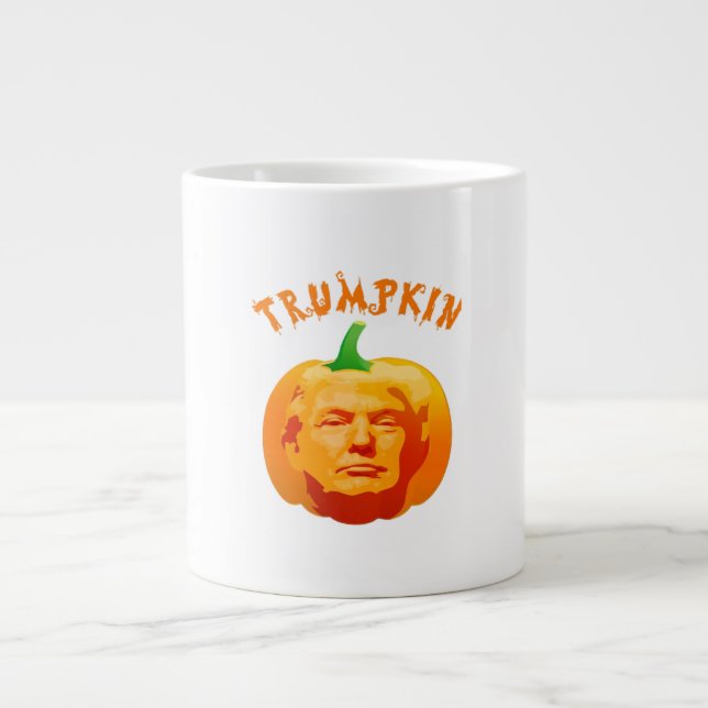 Taza De Café Gigante Ropa de Halloween divertida de Trumpkin - Estílico (Frente)