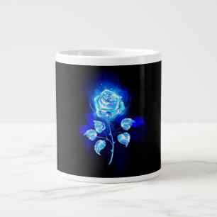Taza De Café Gigante Rosa azul en llamas