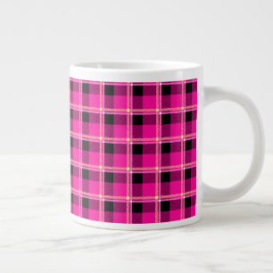 Taza De Café Gigante Rosa caliente, negro y amarillo revestido