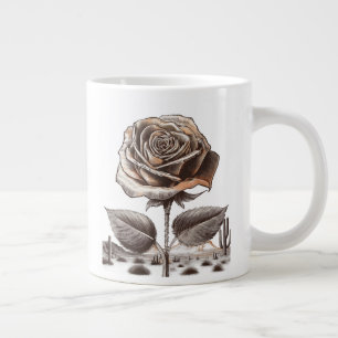 Taza De Café Gigante Rosa del Desierto, Flor Botánica Vintage