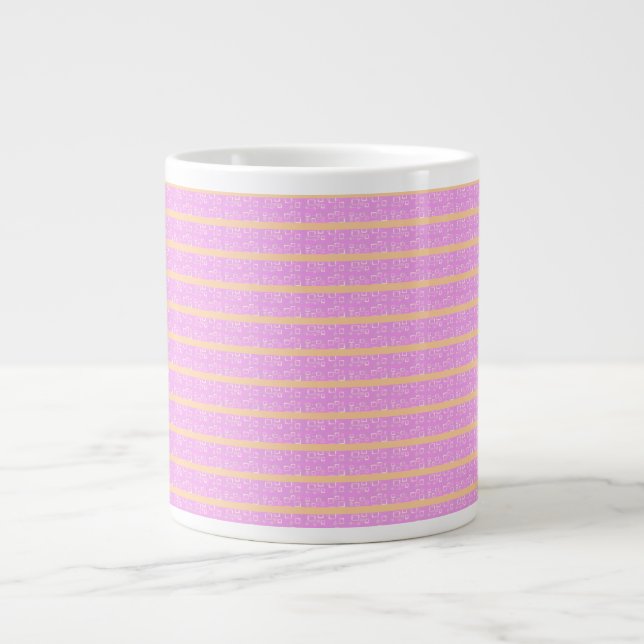 Taza De Café Gigante Rosa Geométrico  (Frente)