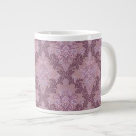 Taza De Café Gigante Rosa Lavanda Polvorienta Lila Mauve Damask Elegant