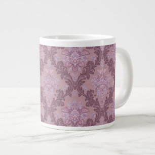 Taza De Café Gigante Rosa Lavanda Polvorienta Lila Mauve Damask Elegant