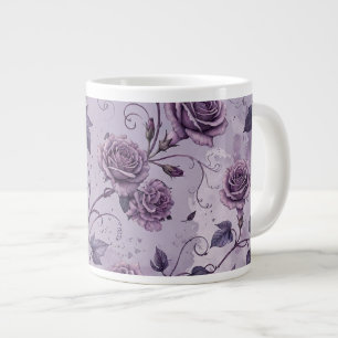 Taza De Café Gigante Rosa Lavanda Polvorienta Tonos Soñadores Florales