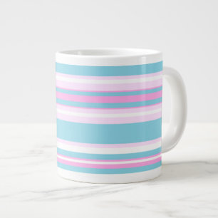 Taza De Café Gigante Rosa, Turquesa, Tumbonas Blancas Rayas Jumbo Mug