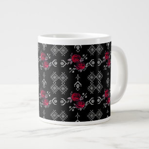 Taza De Café Gigante Rosas acuarela de punto de cruz retro vintage