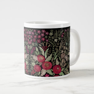 Taza De Café Gigante Rosas acuarela sobre fondo negro, acuarela