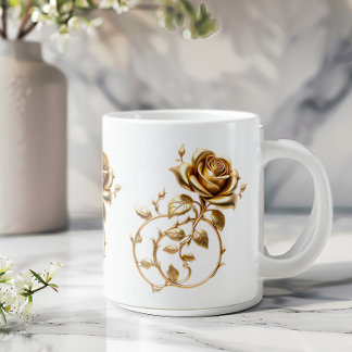 Taza de café gigante Rosas de Oro Puro