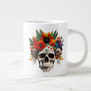 Taza De Café Gigante Rosas del Día de la Calavera Azúcar Muerta