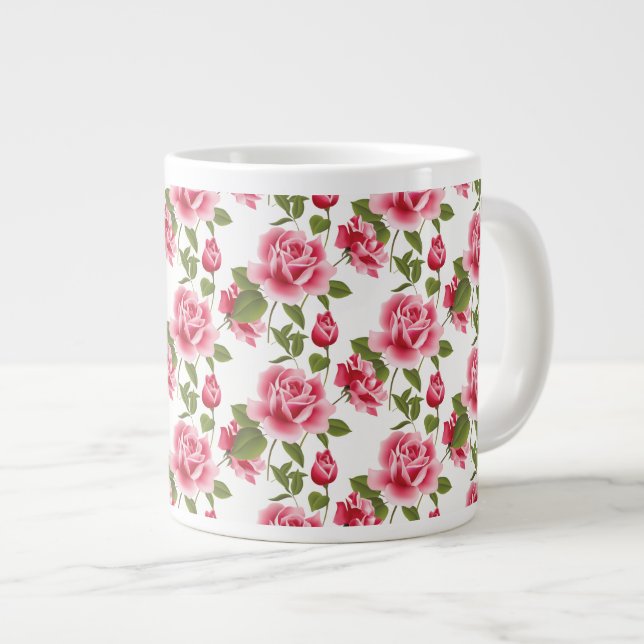 Taza De Café Gigante Rosas Jumbo Mug-Pink (Derecha)