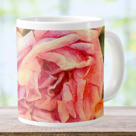Taza De Café Gigante Rosas rosadas atractivas