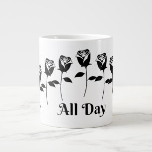 TAZA DE CAFÉ GIGANTE ROSAS TODO EL DÍA