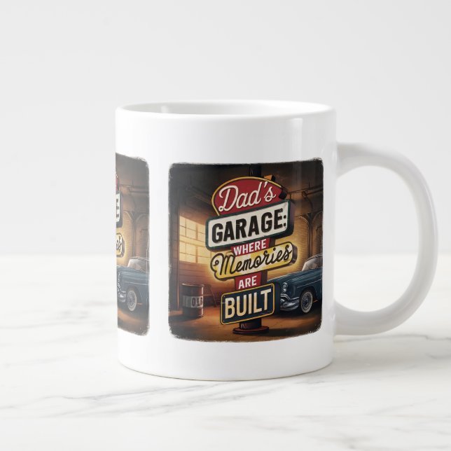 Taza De Café Gigante Rótulo automotriz de la época de moda de los garaj (Derecha)