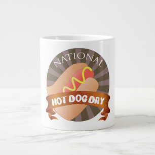 Taza De Café Gigante Rótulo del Día Nacional del Perro Caliente