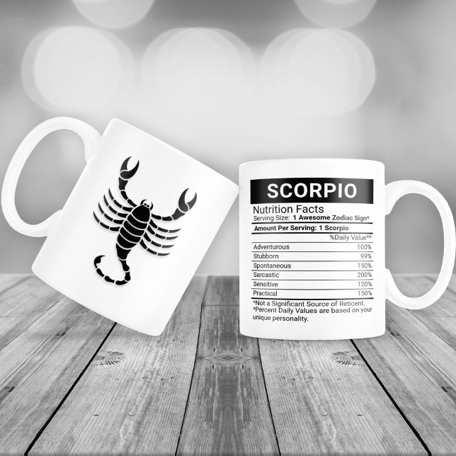 Taza De Café Gigante Rótulo Escorpio Zodiaco con datos nutricionales, (Subido por el creador)