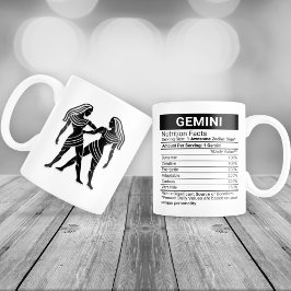 Taza De Café Gigante Rótulo Gemini Zodiac con datos nutricionales,