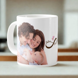 Taza De Café Gigante Rótulo infinito Personalizado de corazón rosado Pa