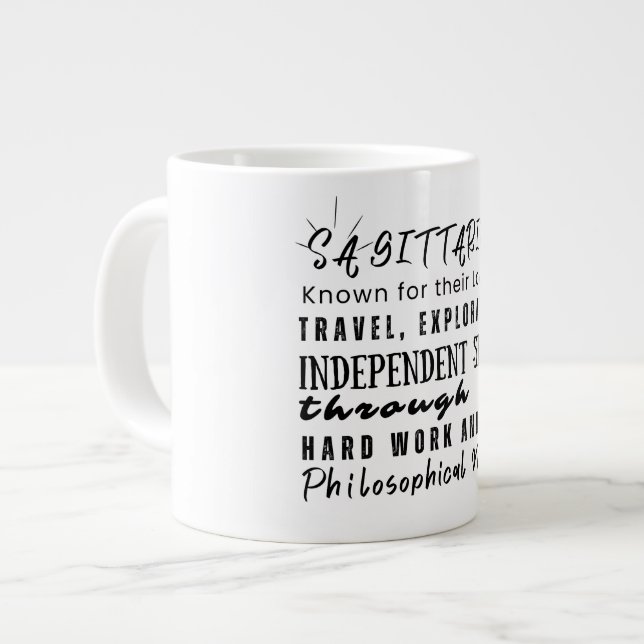 Taza De Café Gigante Rótulo Sagittarius Motivational Cotes Zodiac (Izquierda)