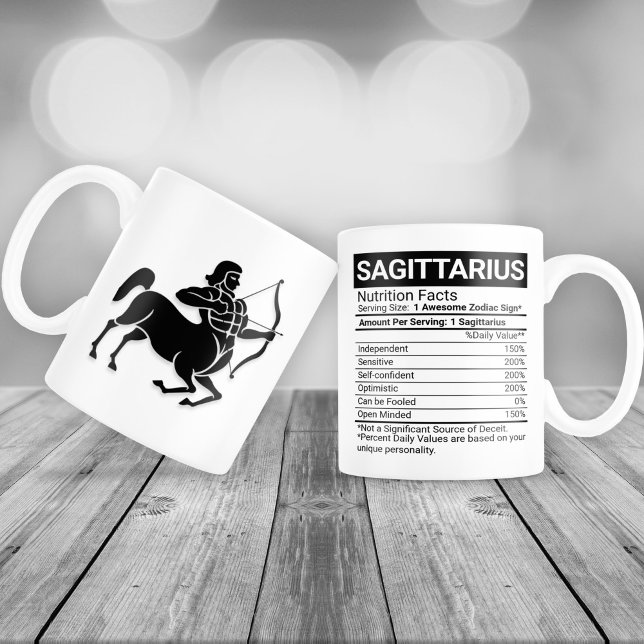 Taza De Café Gigante Rótulo Sagittarius Zodiac con datos nutricionales, (Subido por el creador)