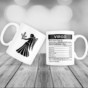 Taza De Café Gigante Rótulo Virgo Zodiaco con datos nutricionales,