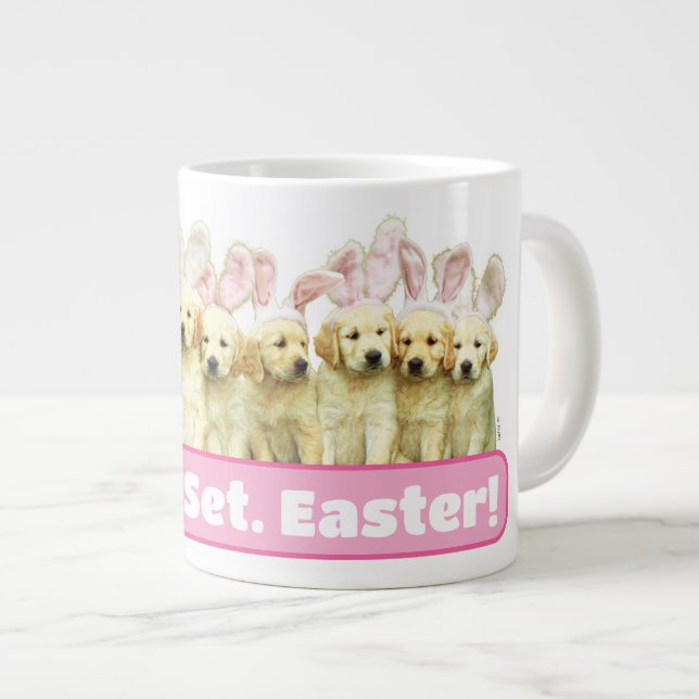 Taza De Café Gigante Row of Puppy Bunnies (Derecha)