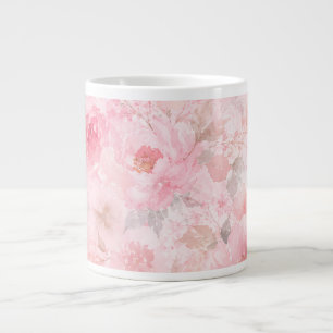 Taza De Café Gigante Rubor Flor de Acuarela Floral