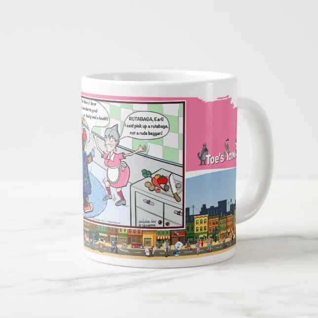 Taza De Café Gigante Rude Beggar | Literal Wordplay Humor (Derecha)