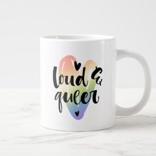 Taza De Café Gigante Ruidoso y queer Corazón acuarela