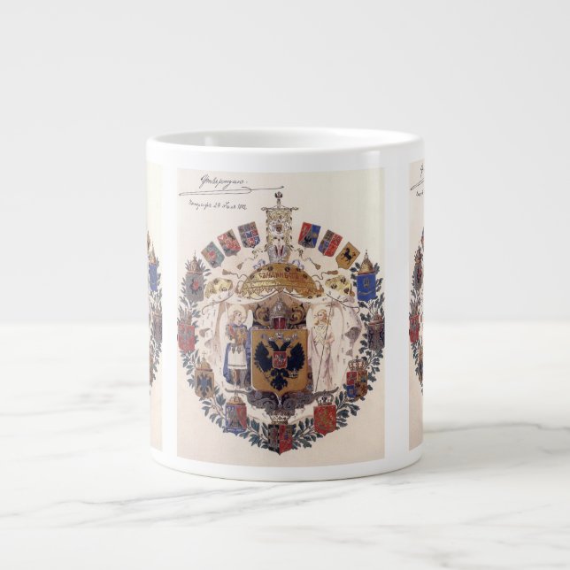 Taza De Café Gigante Rusia imperial mayor escudo de armas (Frente)