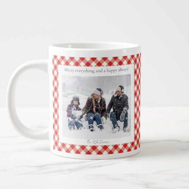 Taza De Café Gigante Rustic Christmas Gift 2 Photo Trendy Red Plaid  (Izquierda)