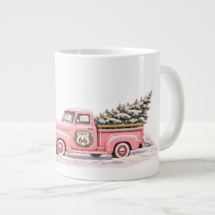 Taza De Café Gigante Ruta 66 de café de Navidad en camioneta rosa