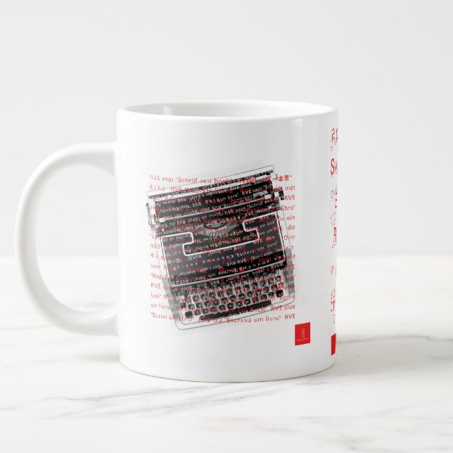 Taza De Café Gigante RVE DICE: "Escribe un libro" Jumbo Mug (Izquierda)