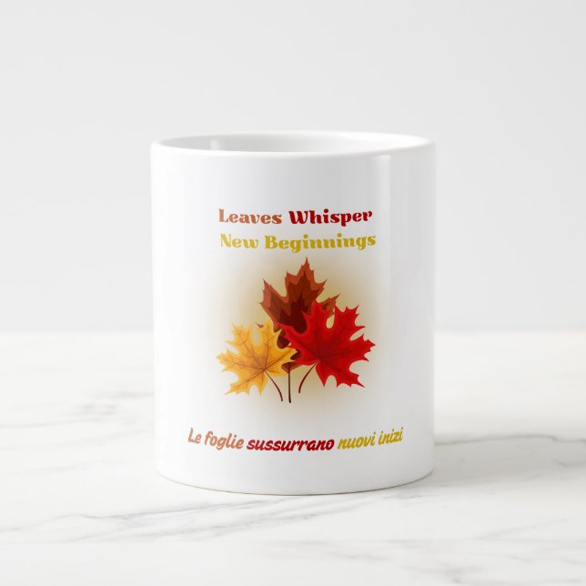 Taza De Café Gigante Sale Susurro - Mug de otoño bilingüe (Frente)