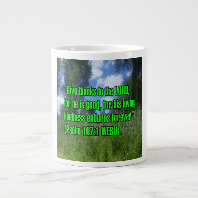 Taza De Café Gigante Salmo 107:1 Mug WEBU (Frente)