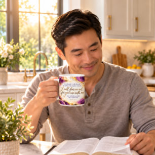 Taza De Café Gigante Salmo 23:4 Escritura Cristiana Mármol Púrpura