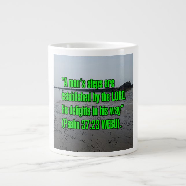 Taza De Café Gigante Salmo 37:23 WEBU Mug (Frente)
