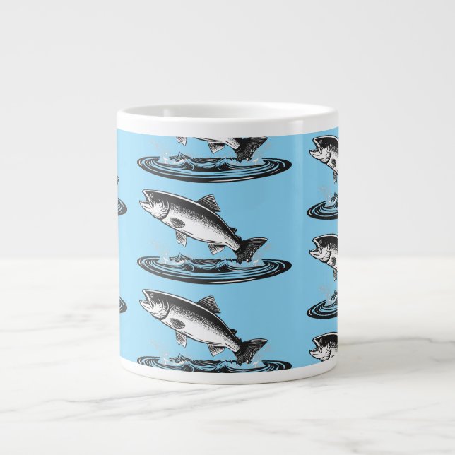 Taza De Café Gigante salmón atlántico saltando (Frente)