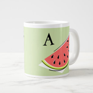 Taza De Café Gigante Salto verde de la sandía 2 monograma