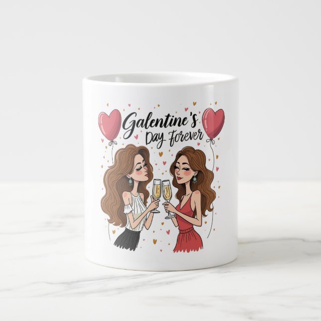 Taza De Café Gigante Saludos al Día de Galentine (Frente)