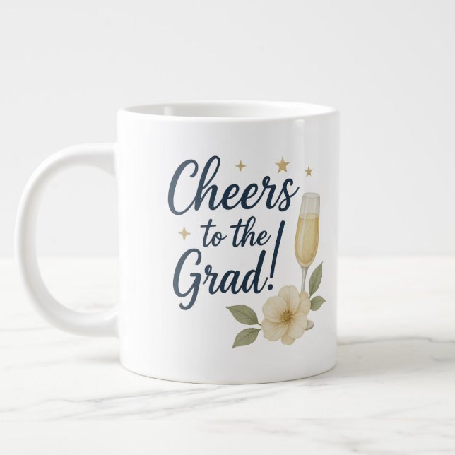 Taza De Café Gigante Saludos al Pegatina Grad - Flor blanca y amarilla (Izquierda)