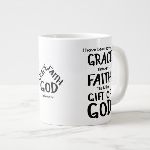 Taza De Café Gigante Salvado Por Grace A Través De Faith Black Ephesian