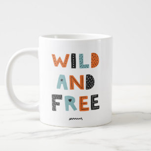 Taza De Café Gigante Salvaje y libre   Cartas de Doodle