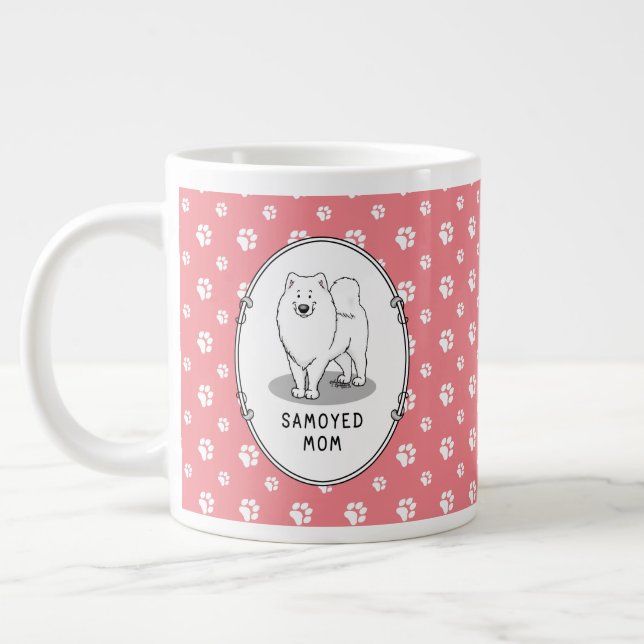 Taza De Café Gigante Samoyed Mom (blanco) Cute Fun Dog Mom (Izquierda)