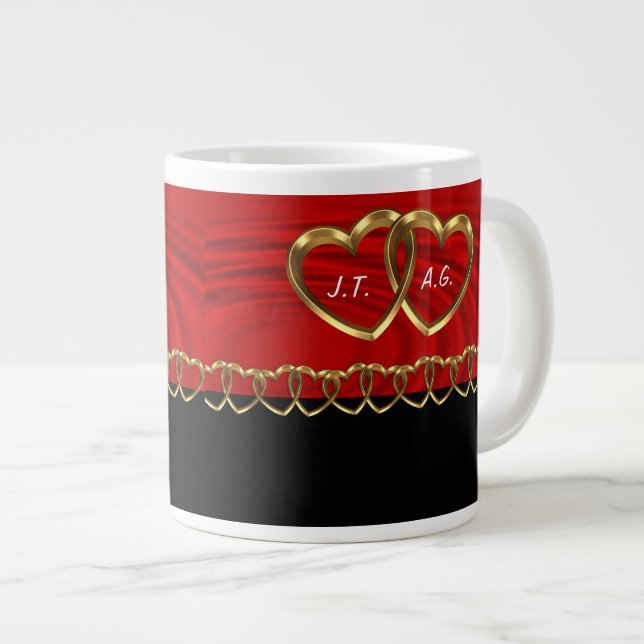 Taza De Café Gigante San Valentín amor Mug con iniciales (Derecha)