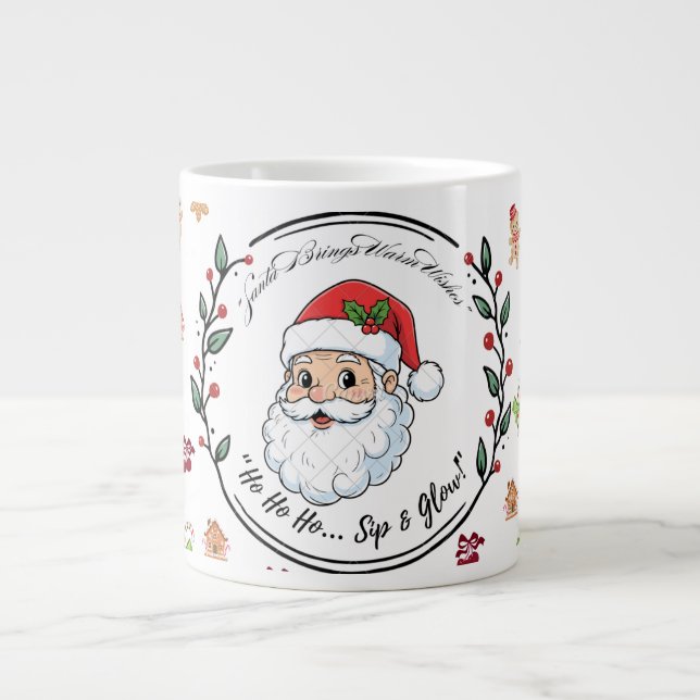 Taza De Café Gigante Santa Brings Warm Wishes – Festive Christmas Coffe (Frente)