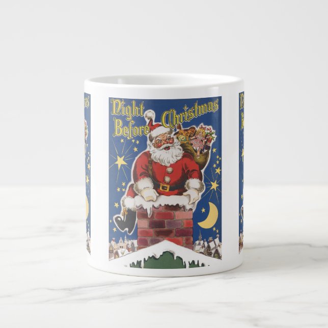 Taza De Café Gigante Santa Claus antiguo, Era la Noche Antes de Navidad (Frente)
